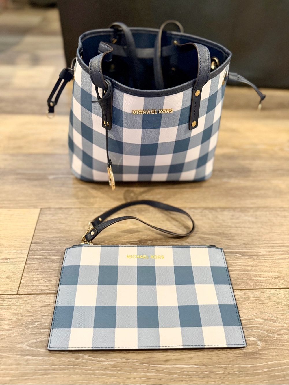 Michael Kors Plaid Tote w/ wristlet